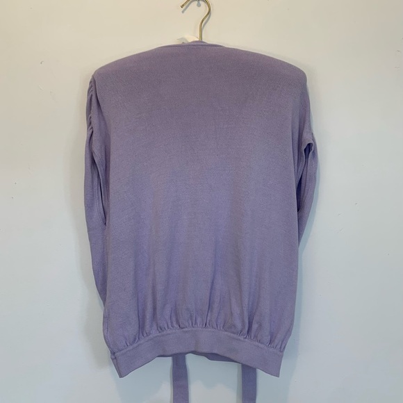 Anthropologie Rambuteau Surplice Lavender Wrap Tie Knit Top - Picture 6 of 9